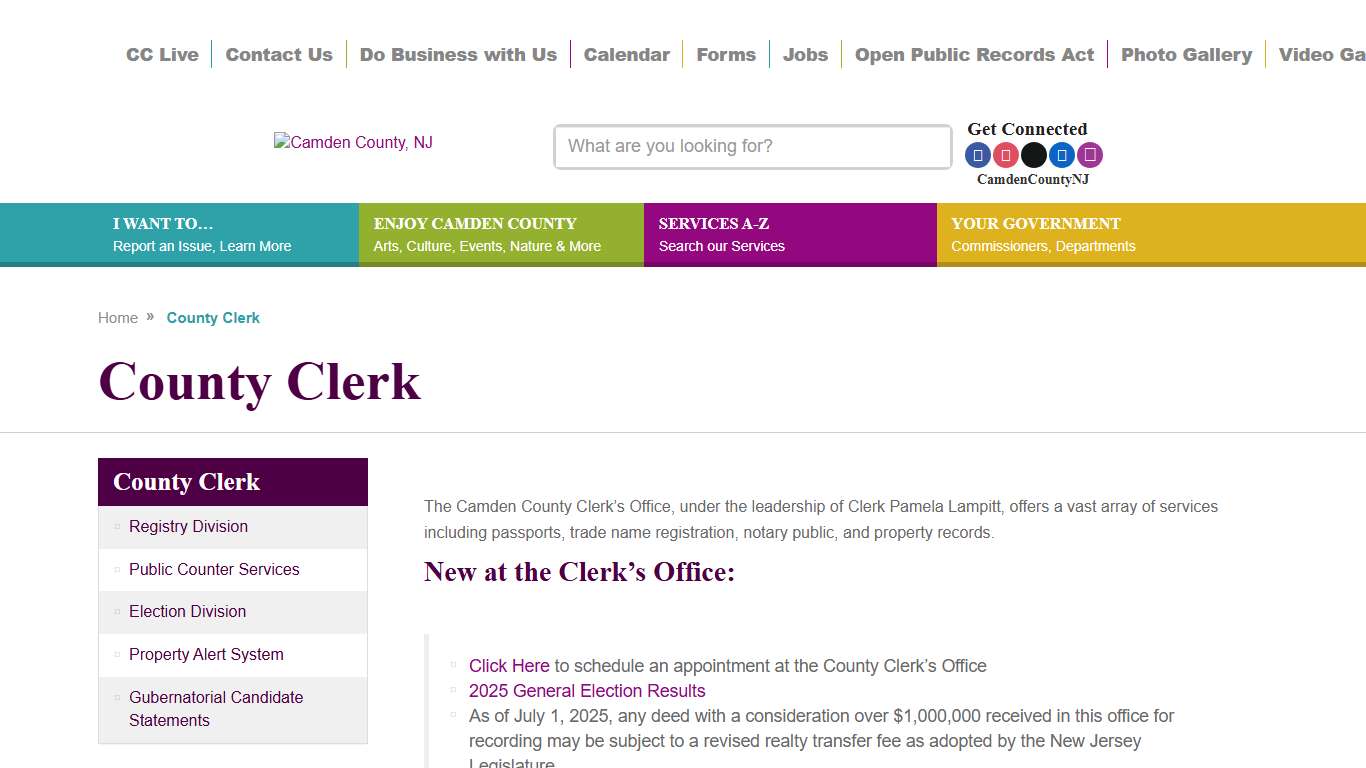 County Clerk Camden County, NJ