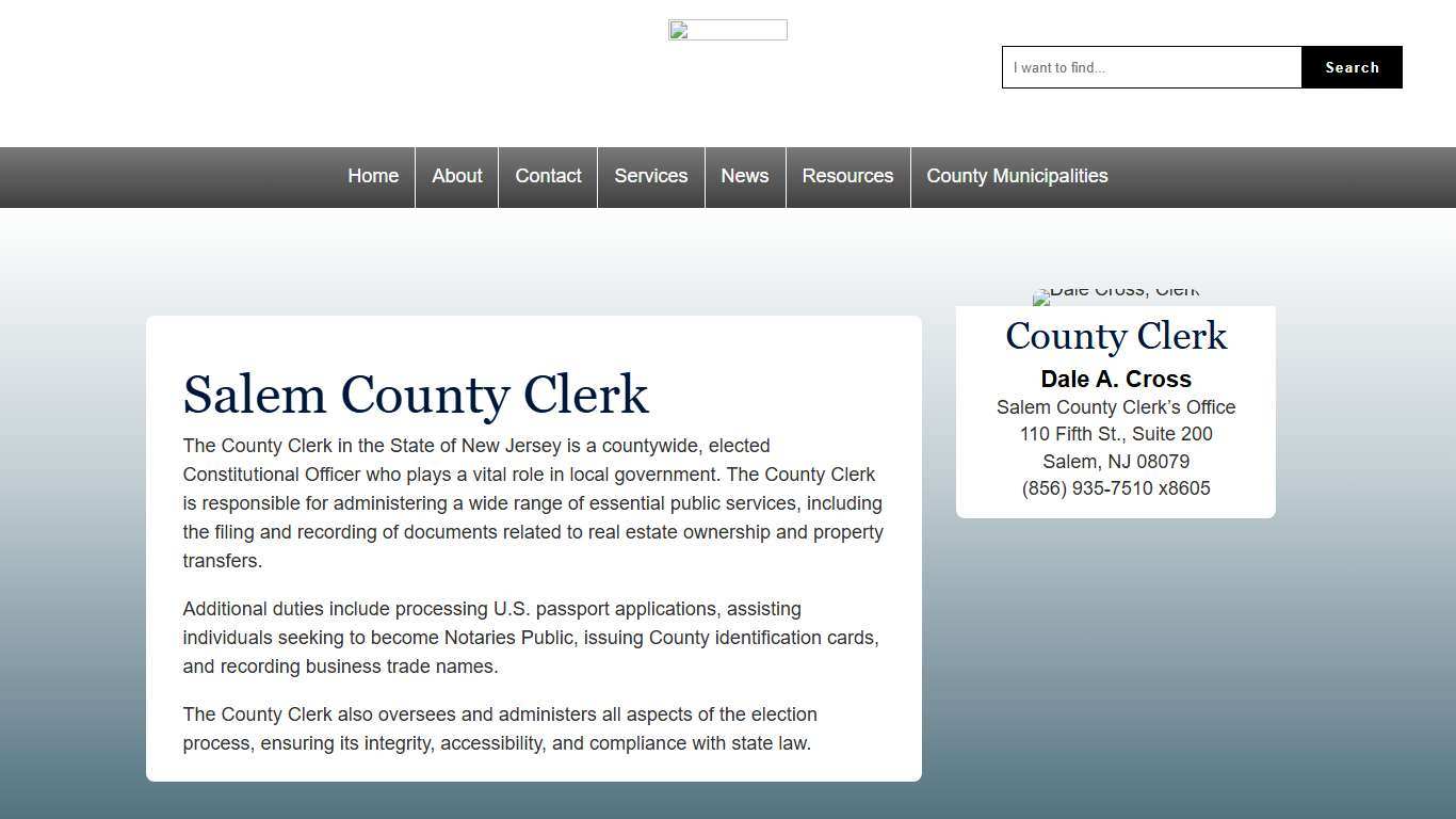 Salem County Clerk Serving the people of Salem County New Jersey